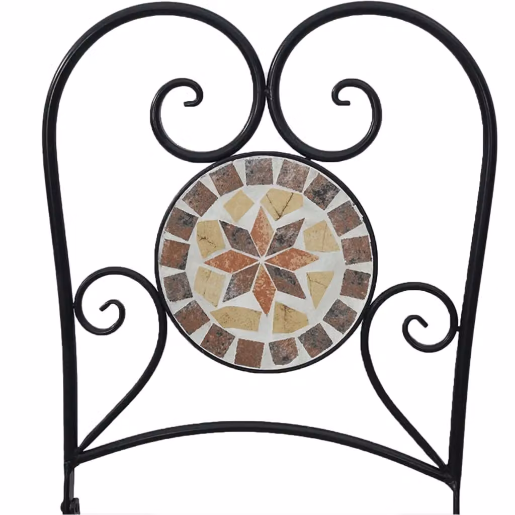 Berkfield Home Bistro Chairs Set of 2 Foldable Ceramic and Metal Chairs in Orange and White – 3