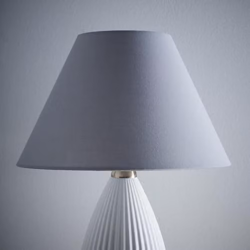 K LIVING Coolie Grey Fabric Cone Lampshade for Modern Table, Floor or Pendant Lamps, Diameter: 25.4 cm – 1