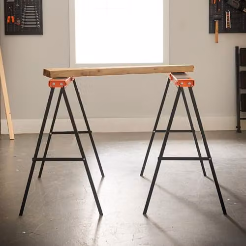 VonHaus Foldable Steel Saw Horse Twin Pack in Black and Orange with 200kg Weight Capacity – 5