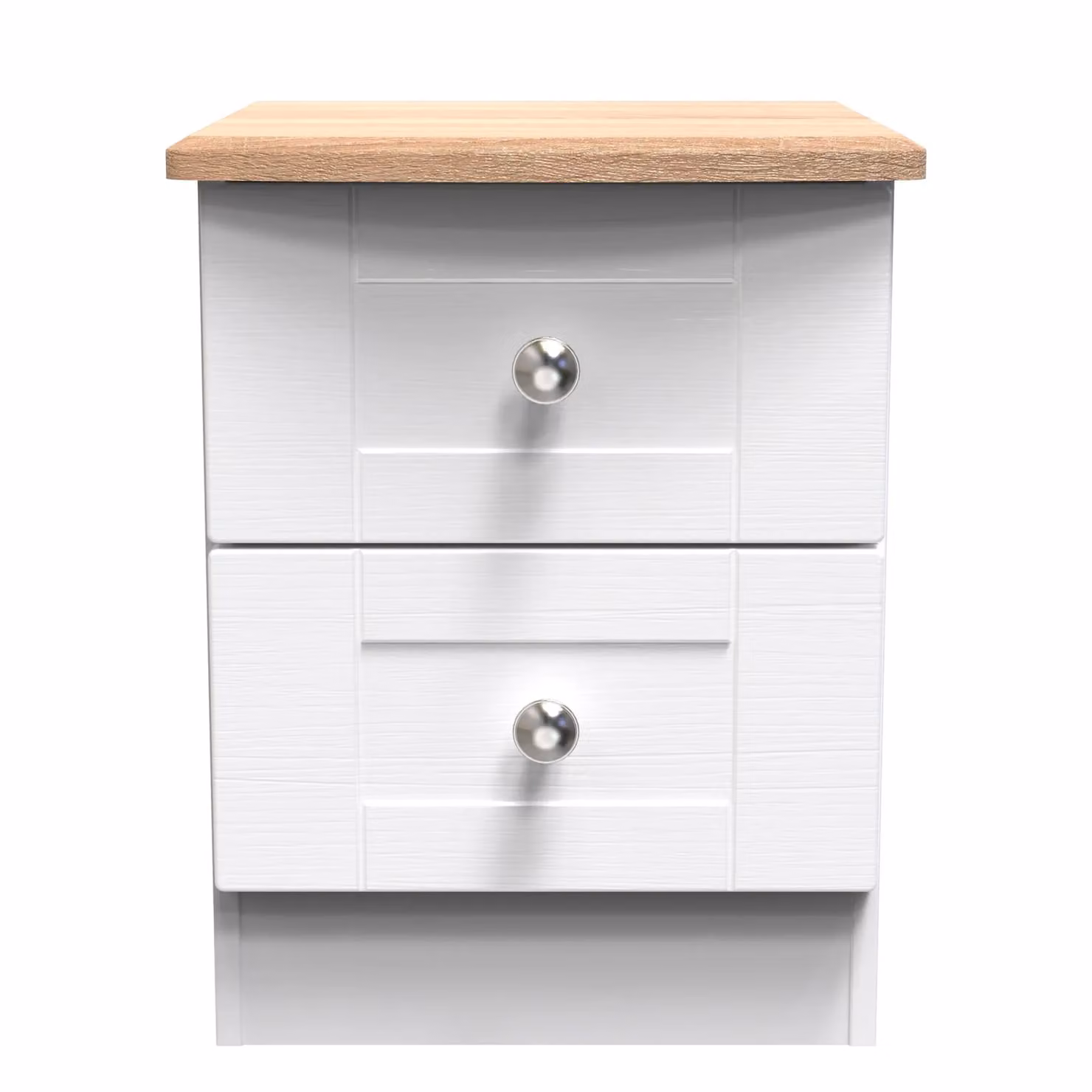 Ready Assembled 2 U Cumbria 2 Drawer Bedside Cabinet in White – 2