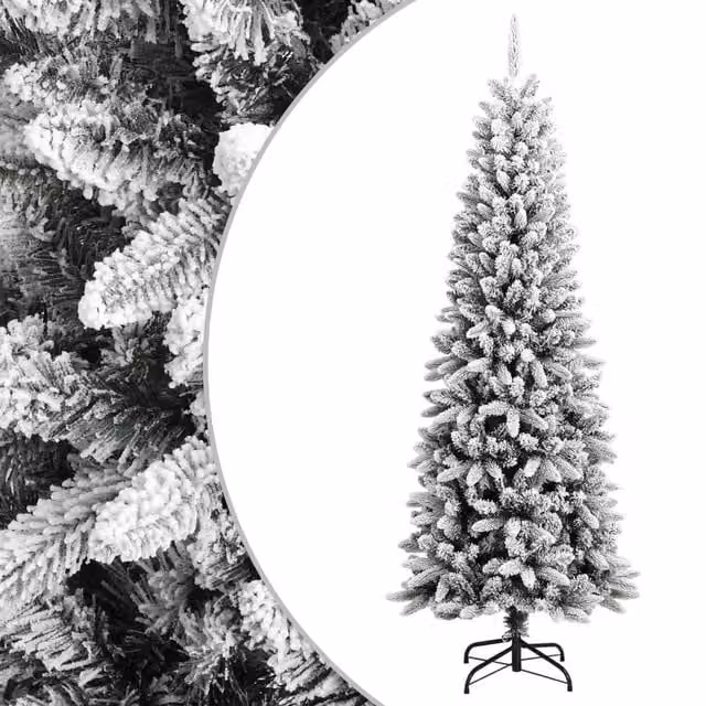 Berkfield Home Artificial Flocked Snow Christmas Tree in White, Height: 210 cm