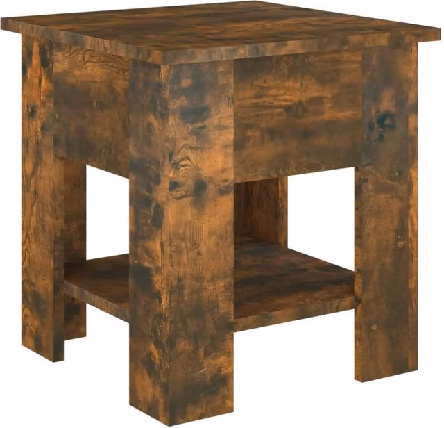 Berkfield Home Smoked Oak Coffee Table in Brown, W/D/H: 40 x 40 x 42 cm – 1