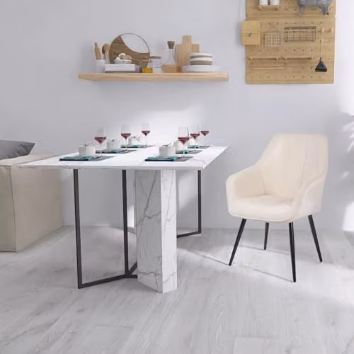 Simpa Set of 2 Cream Velvet Modern Tub Accent Dining Chairs with Armrests – 2