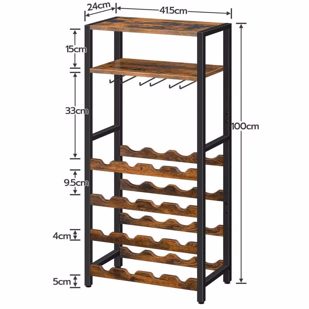 KORVIXA Modern Brown MDF Wine Rack Display Storage Shelves W/H: 100 x 100 cm – 2