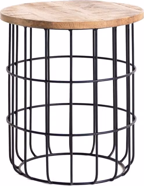 MH London Auxon Industrial Side Table in Black and Brown Wood