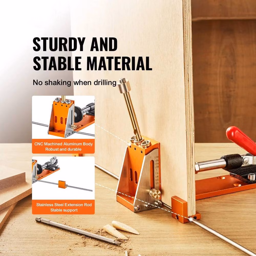NESTLUNE Pocket Hole Jig Kit Joinery Woodworking System with Adjustable Depth, Orange – 2