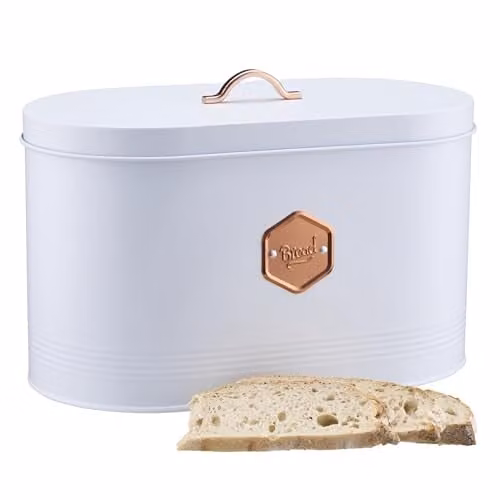 Cooks Professional Metal Bread Bin in White with Ventilated Design