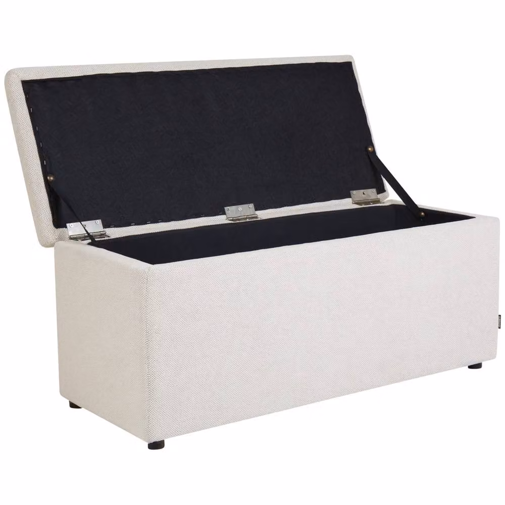 Wyld and Coco Noble Home Ottoman Footstool with Storage in White, W/D/H: 100 x 42 x 40 cm – 3
