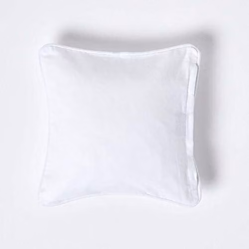 Homescapes Plain White 100% Cotton Square Cushion Cover, 45 x 45 cm