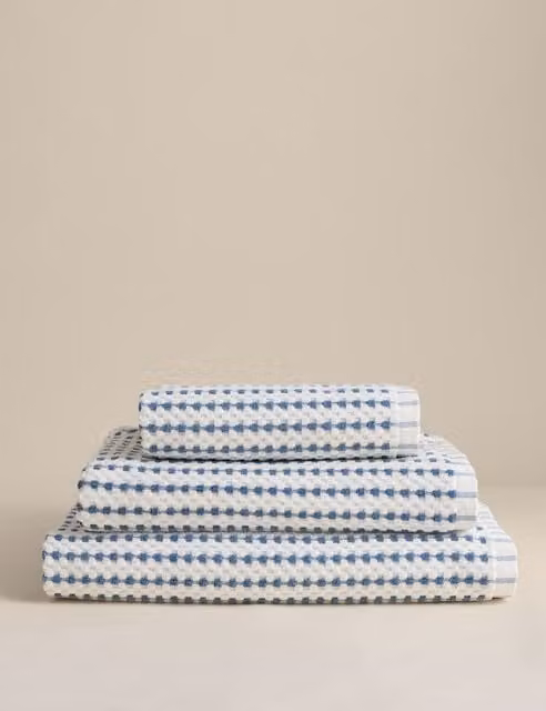 M&S Blue Striped Pure Cotton Towel