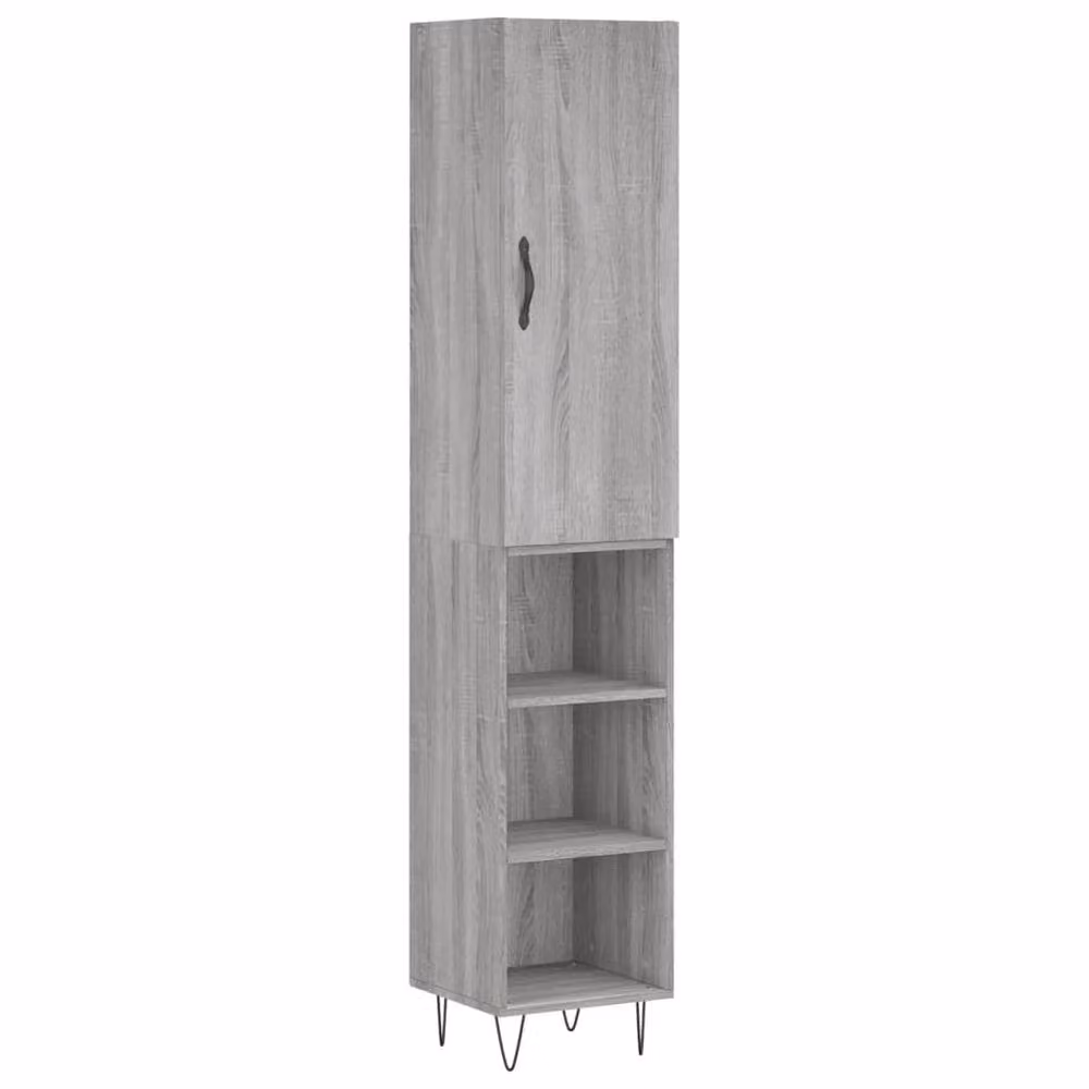 Berkfield Home Grey Sonoma Highboard with Hinged Doors and Internal Shelves, W/D/H: 34.5 x 34.0 x 180.0 cm – 3