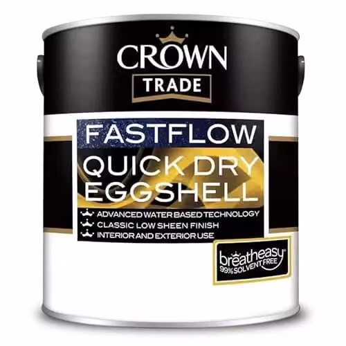 Crown Trade Fastflow Quick Dry Opaque Satin Matt Eggshell White 1 l