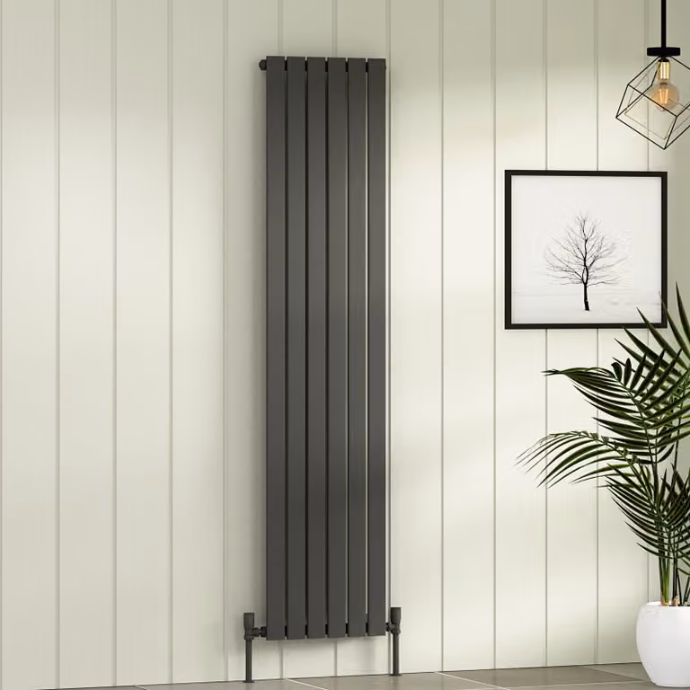 Fluxx Anthracite Single Flat Panel Vertical Designer Steel Radiator, H 180 cm x W 40.8 cm