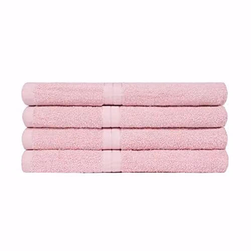 OHS 4 Pack of Pink Cotton Terry Bathroom Hand Towels, W/D/H: 50 x 50 x 50 cm – 1