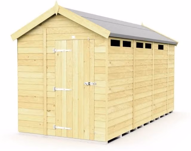Buttercup Farm Apex Security Shed with Single Door in Brown, W214 x D387 x H217 cm
