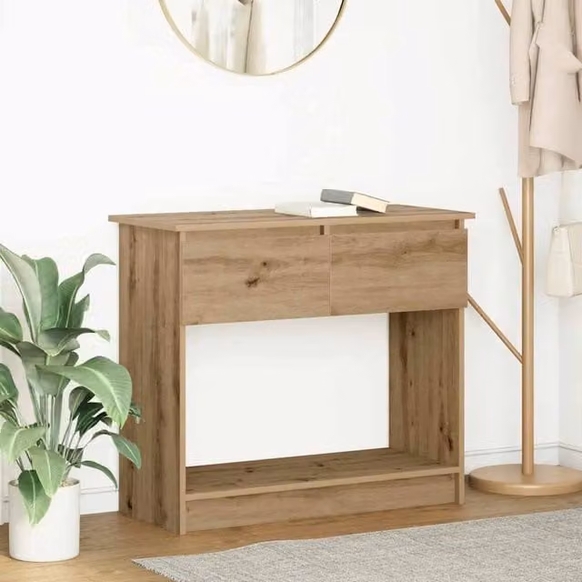 Berkfield Home Artisan Oak Console Table with Drawers, Brown, W: 85.5 cm, D: 38.5 cm, H: 74.5 cm – 1