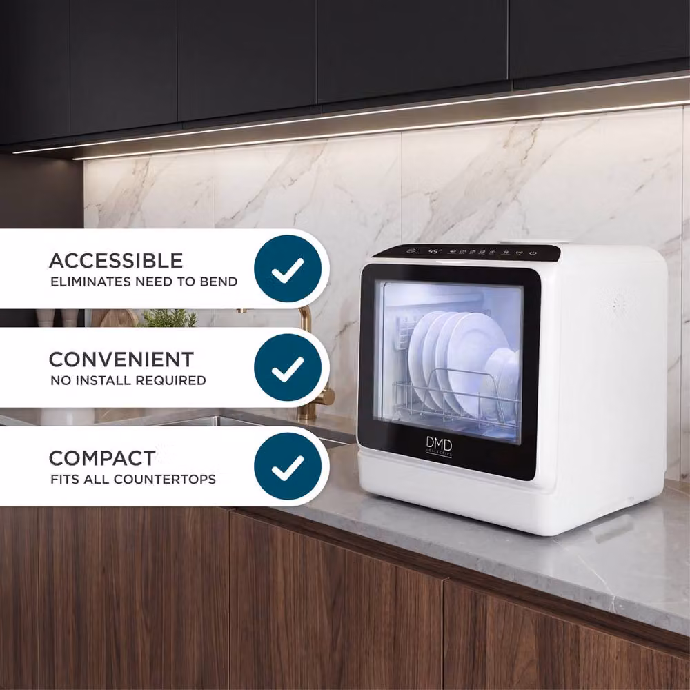 DMD Collective Mini Countertop Dishwasher with 5L Tank in White – 6