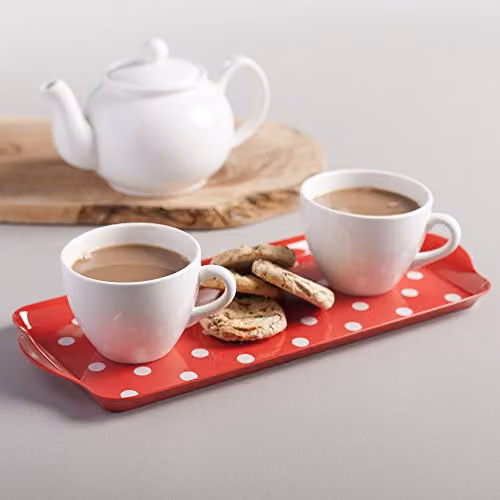 Zeal Melamine Dotty Rectangular Serving Tray with Handles, Red, W: 38 cm, D: 17 cm – 2