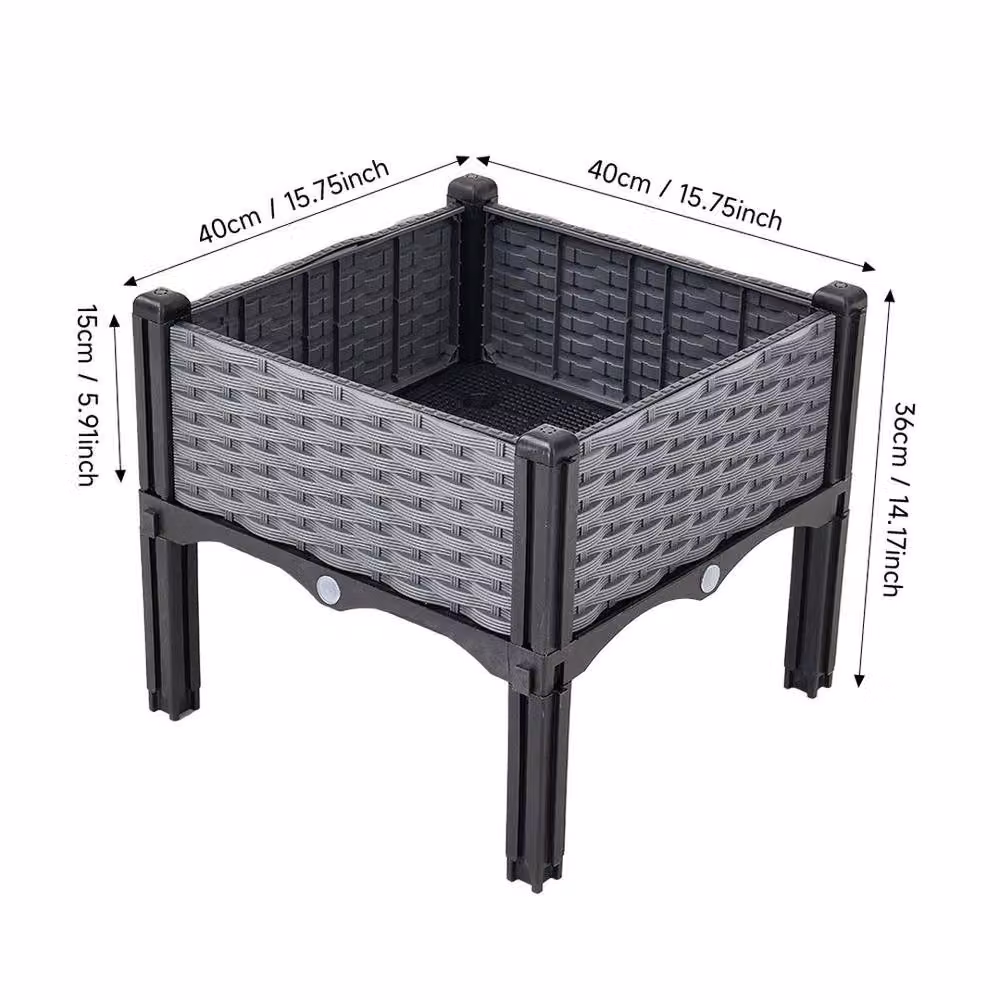 NESTLUNE Grey Elevated Raised Garden Bed Planter, W/D/H: 40 x 40 x 36 cm – 2