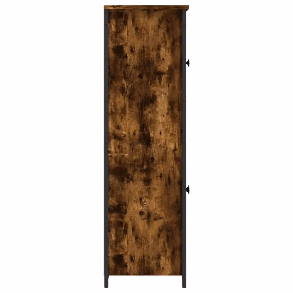 Berkfield Home Modern Smoked Oak Highboard in Brown with Glass Doors, W: 62 cm, D: 32 cm, H: 106.5 cm – 3