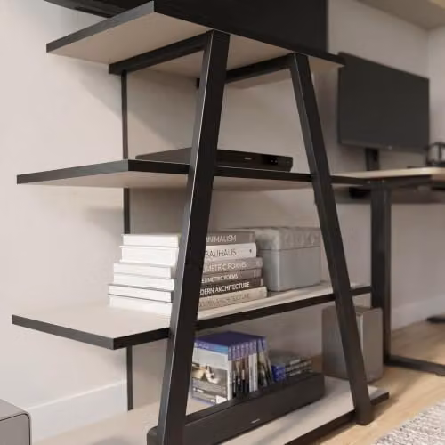 HOCUS PICUS Modern TV Stand with Metal Frame and 4-Tier Open Shelves in Sandstone, W/D/H: 80.0 x 40.6 x 70.4 cm – 3