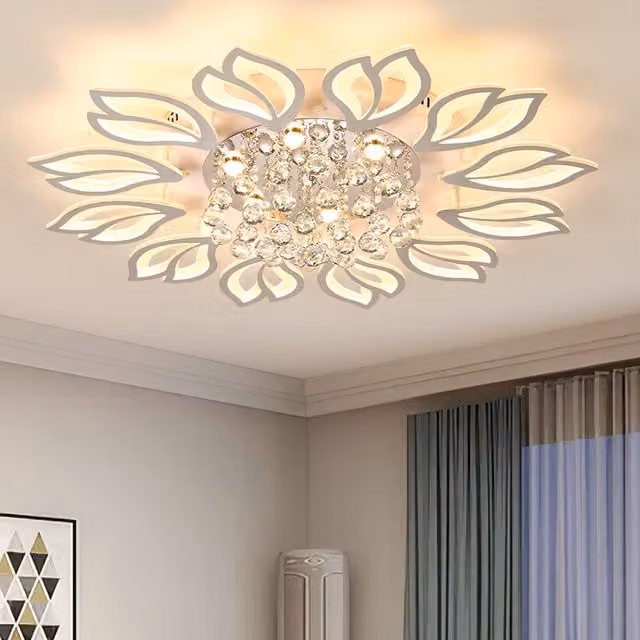 Garwarm Modern Dimmable LED Ceiling Light with Remote Control, 55W, White Crystal – 1