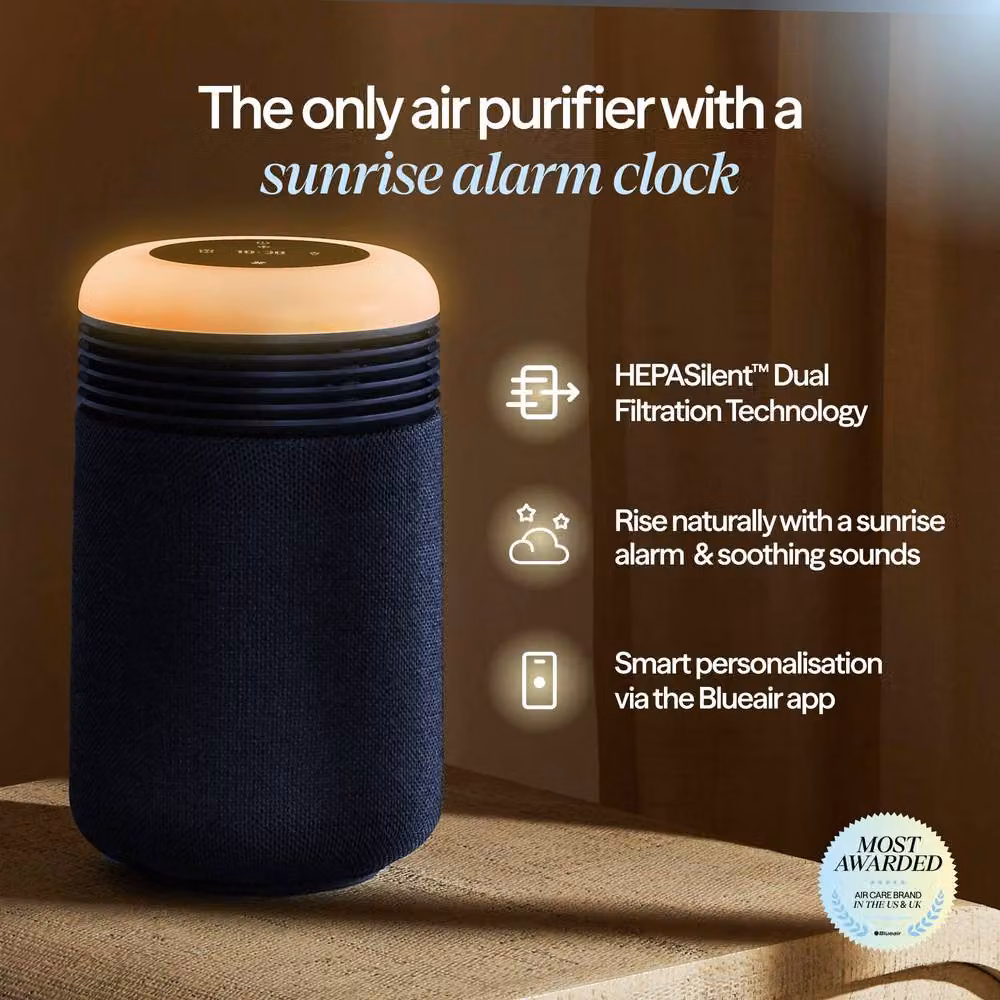 Blueair Mini Restful Sunrise Alarm Air Purifier with HEPA Filter and App Control in Navy Blue – 2
