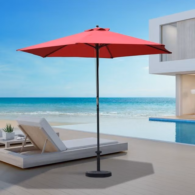 Outsunny Red Patio Umbrella Parasol with Steel Central Pole