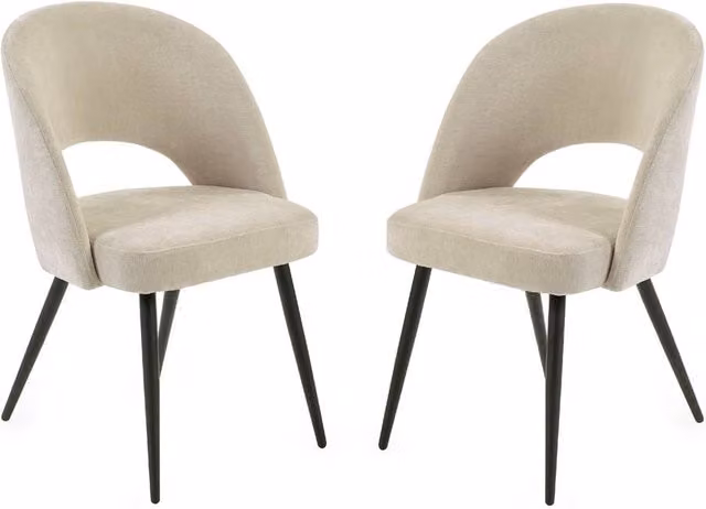 Cheshire Elowen Elegant Calico Dining Chairs - Set of 2 in Beige