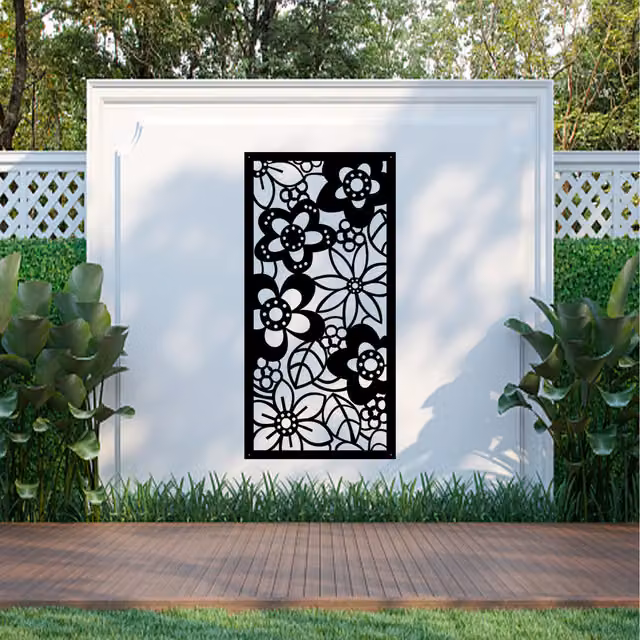 Laser Hut Black Floral Metal Wall Art Screen