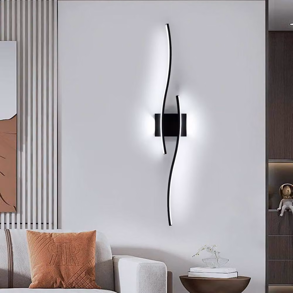 COMELY Modern Black Aluminium LED Up and Down Wall Light with 27W Cool White 6500K Illumination – 3