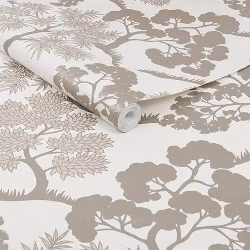 Graham & Brown Sublime Tree Floral Vinyl Wallpaper in White, Gold and Beige, Width: 52 cm – 2
