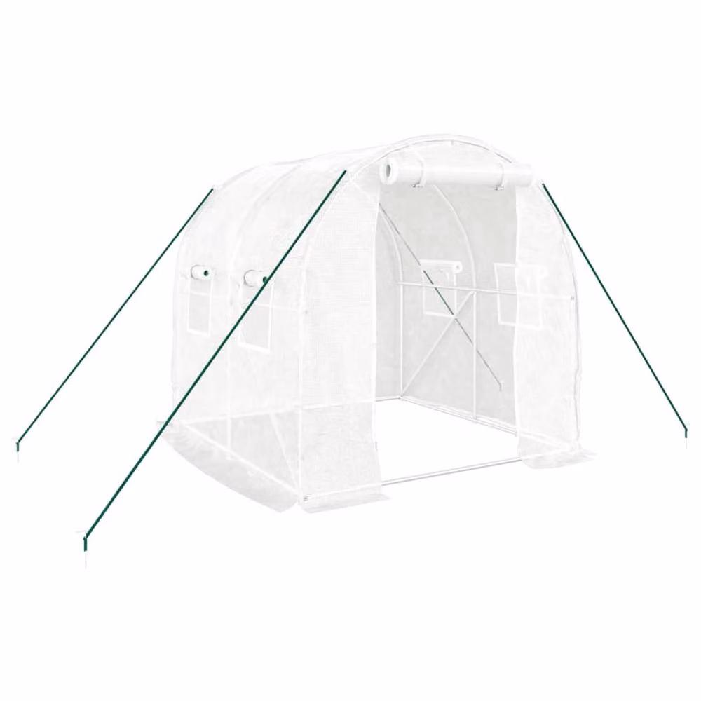 Berkfield Home Freestanding Greenhouse with Steel Frame and Plastic Cover, White, W/D/H: 2 x 2 x 2 m – 2