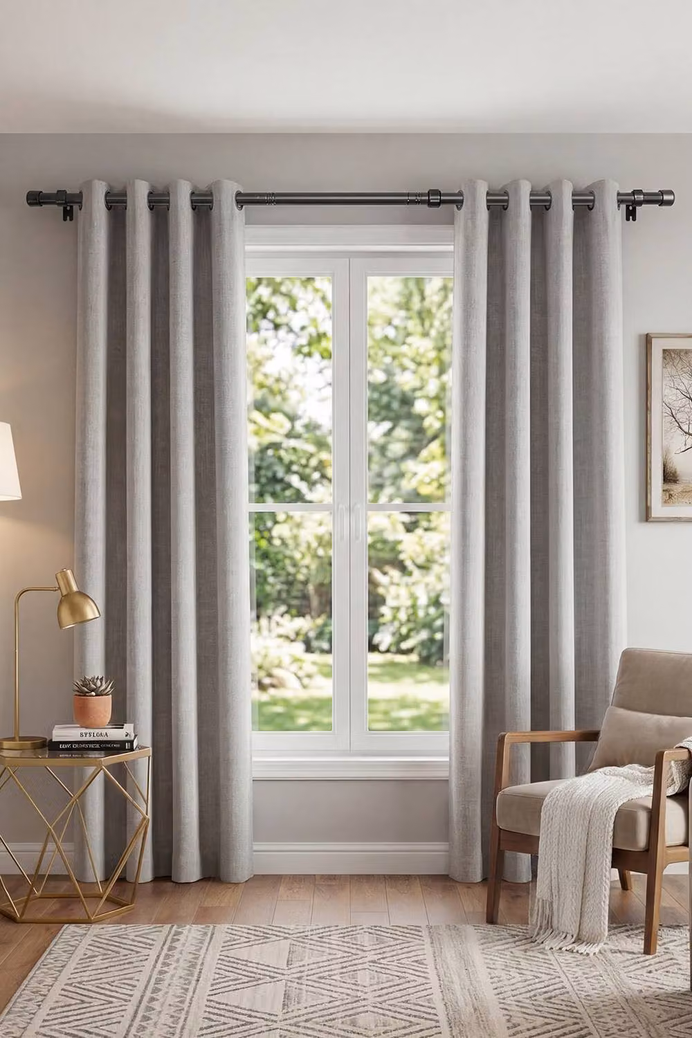 Living and Home Glossy Black Metal Telescopic Curtain Rod with Brackets, Width: 120 cm - 210 cm – 3