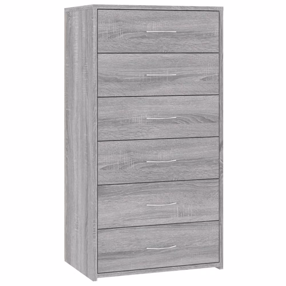Berkfield Home Grey Sonoma Sideboard with 6 Drawers, W/D/H: 50 x 34 x 96 cm – 2
