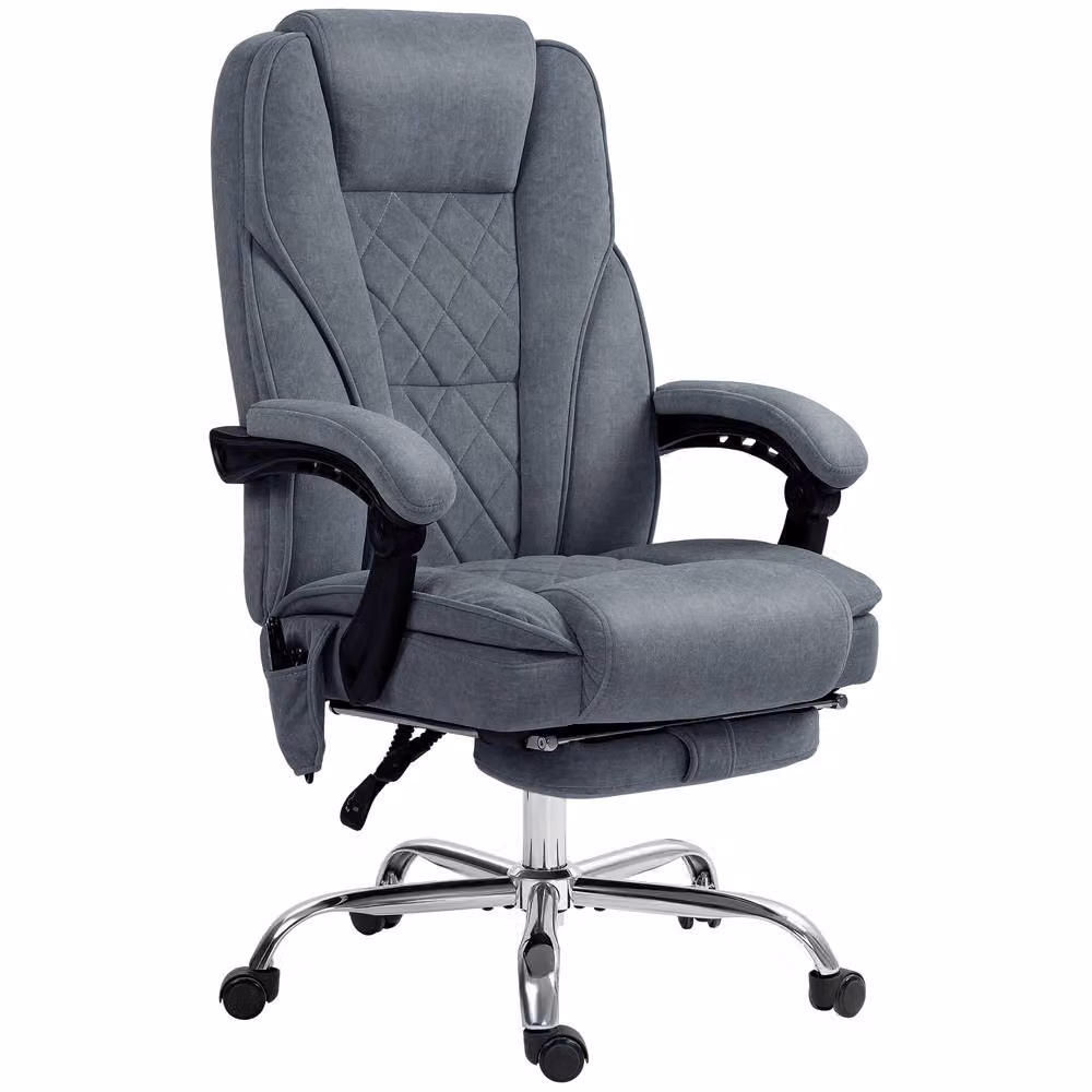 Rolipo Heated Massage Reclining Executive Office Chair with Footrest and Headrest in Dark Grey – 2