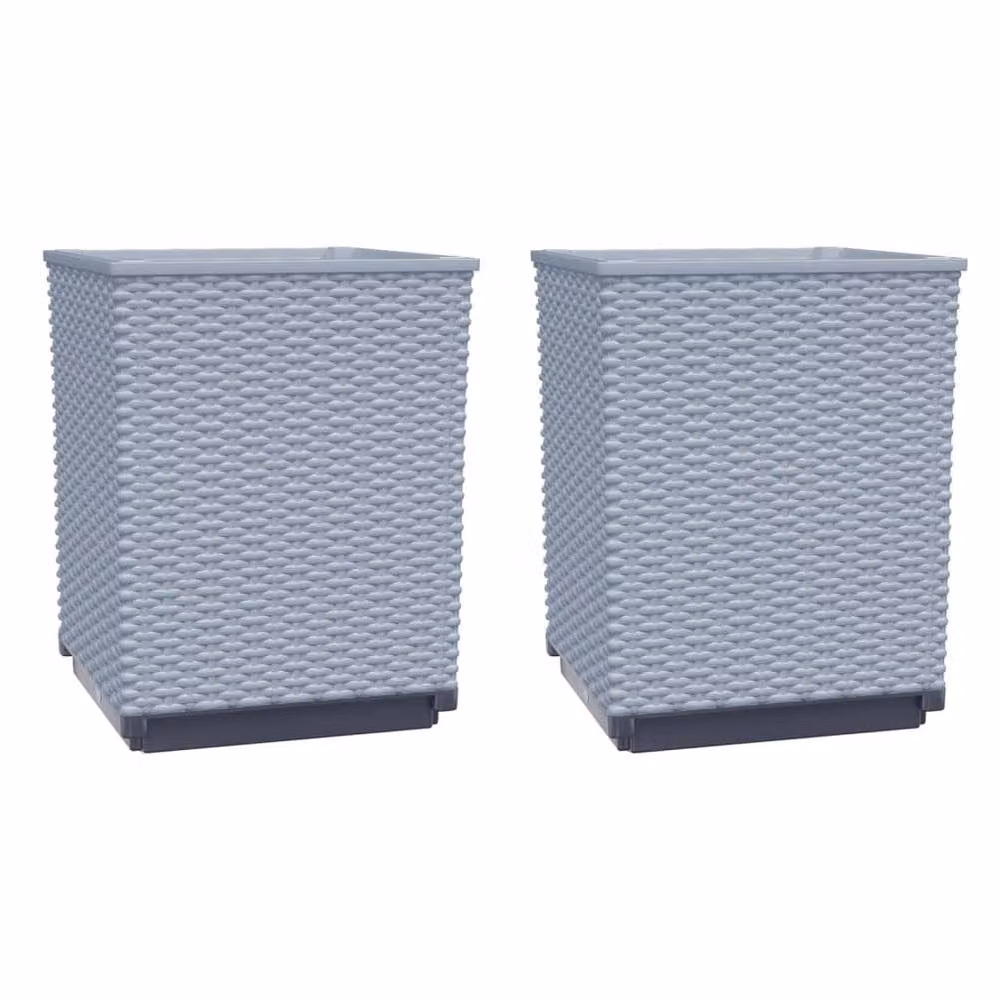 Berkfield Home Planter Tub, 2 Pack, Grey, W/D/H: 30 x 30 x 37 cm – 3