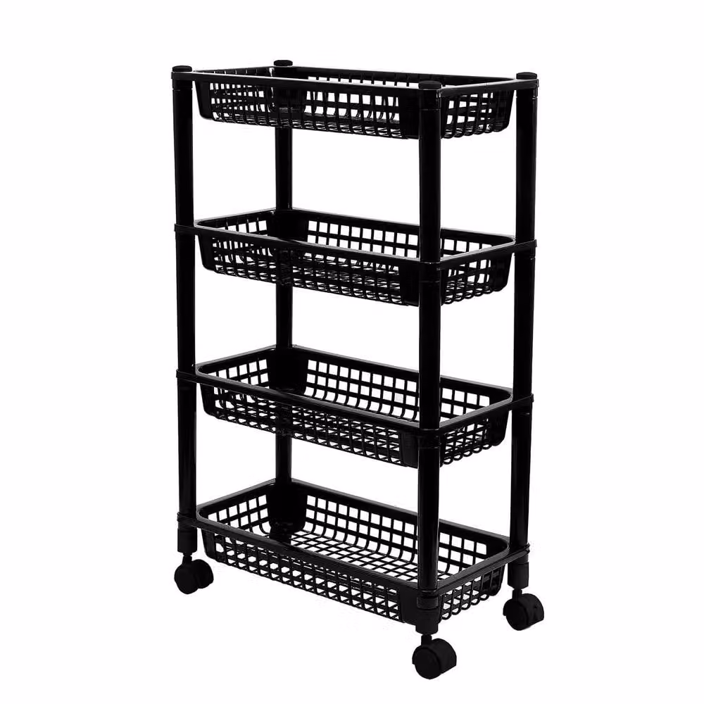 Clarsen Under Counter Rolling Storage Organiser with Ventilated Trays, Black – 2