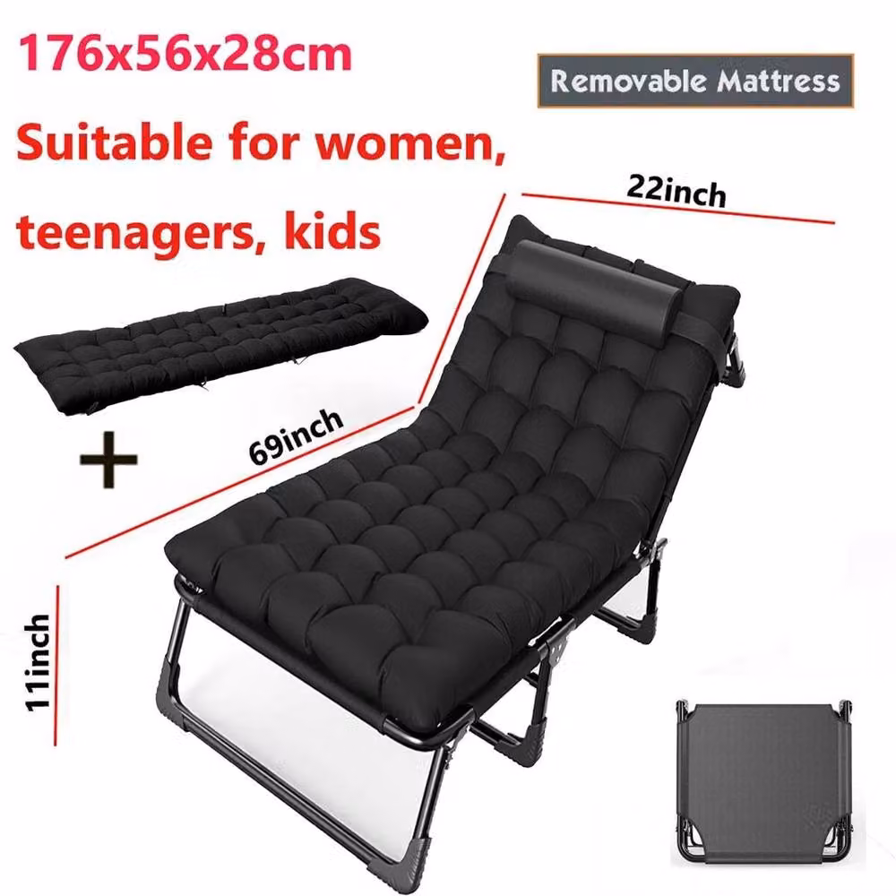 KORVIXA Heavy-Duty Portable Single Camping Cot in Black, W/D/H: 90 x 190 cm – 2