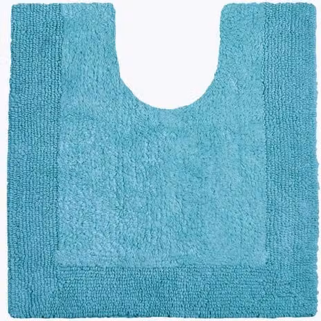 Allure Bath Fashions Elegance Reversible Heavyweight Cotton Pedestal Mat in Turquoise, W/D/H: 55 x 55 x 1 cm
