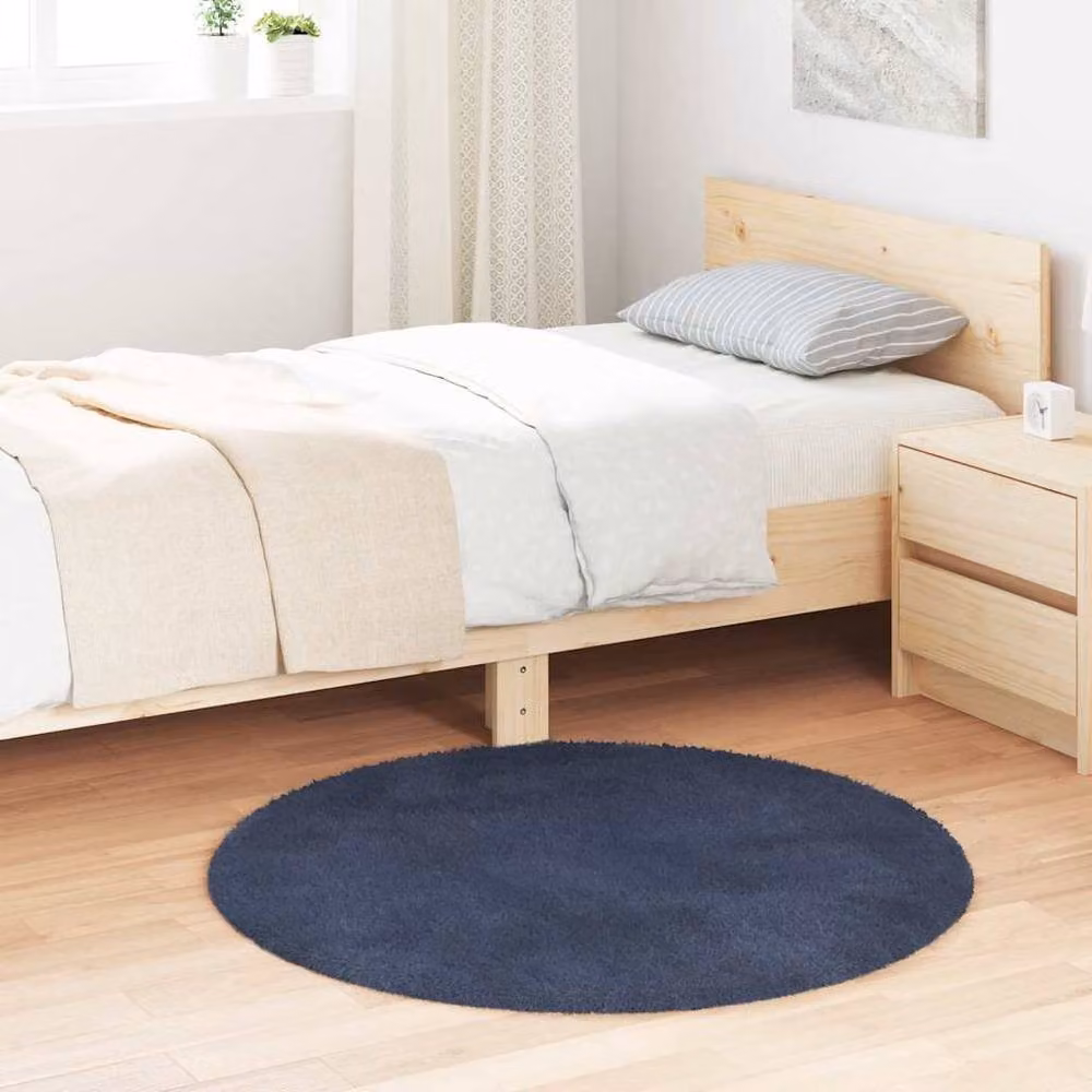 Berkfield Home NAVARRA Navy Blue Shaggy High Pile Polyester Square Rug, W: 100 cm x D: 100 cm – 2