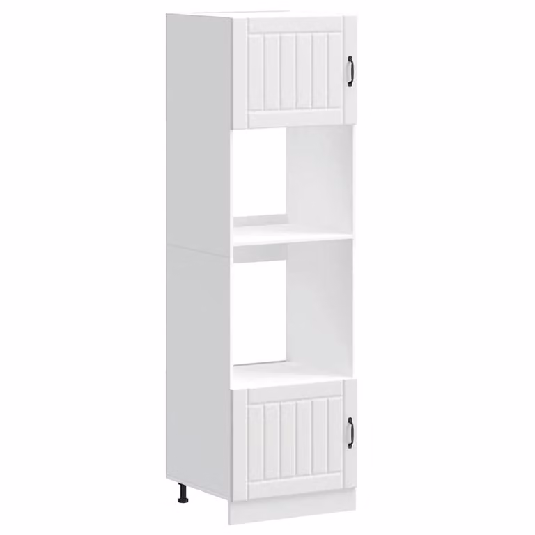 Berkfield Home Kalmar White Oven Cabinets, 2-Piece Tall Unit Set with Hinged Doors and Internal Shelves, W/D/H: 60 x 57 x 207 cm