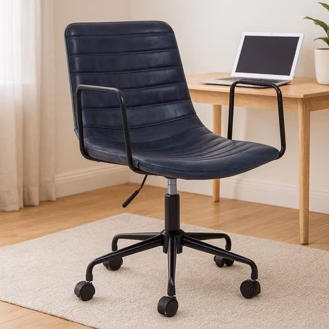 Orsina Grey Faux Leather Ergonomic Task Chair for Home Office and Bedroom, W/D/H: 59 x 90 x 46 cm – 5
