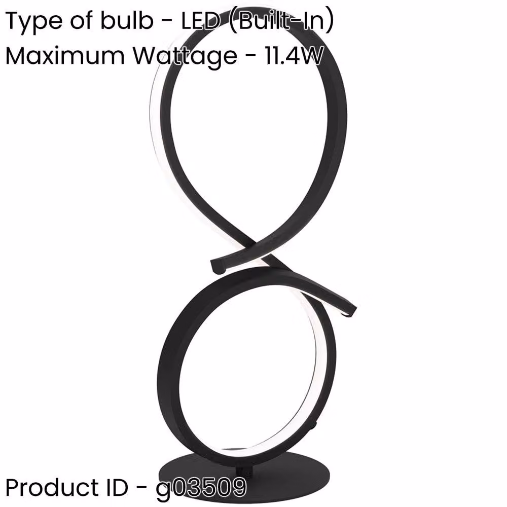 Loops Minimalist Black Table Lamp with LED Warm White Bulb – 2