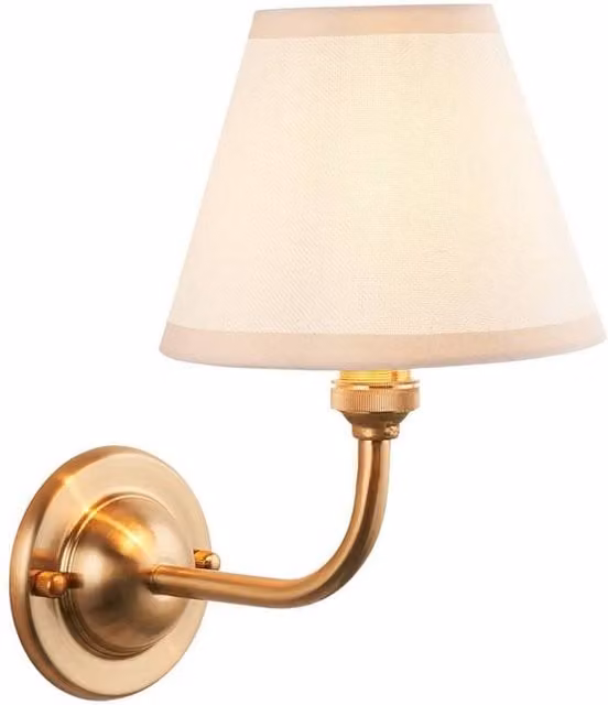 Netlighting Dome Arc Wall Light with White Fabric Ivy Shade and Gold/Brass Brass Finish, Diameter: 16 cm, B22