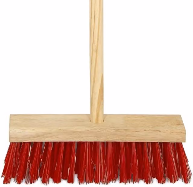 Charles Bentley Red PVC and Wood Broom with Handle