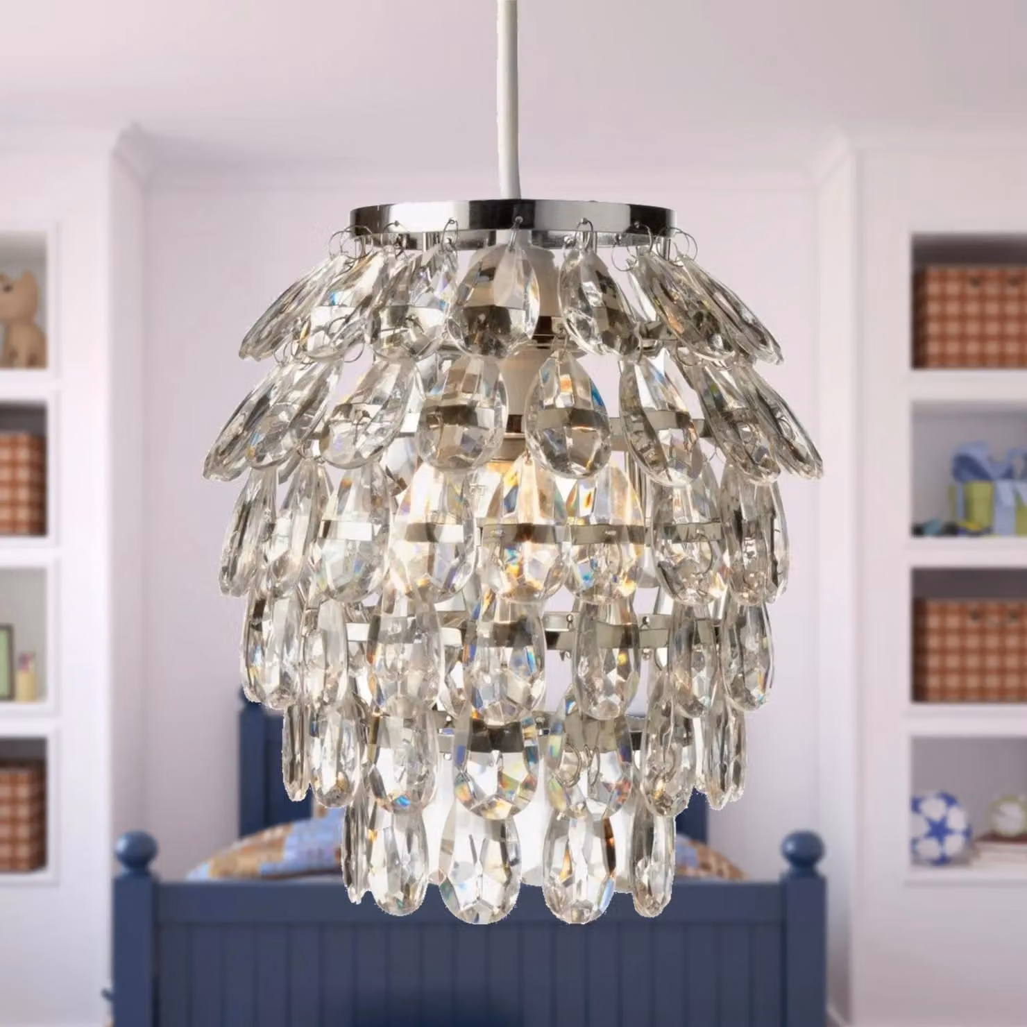 First Choice Lighting Pineapple Chrome and Transparent Jewelled Pendant Lightshade – 3