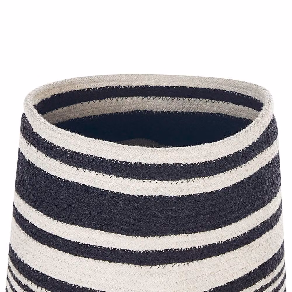 Wyld and Coco Cotton Braided Storage Basket with Handles in White and Black – 3