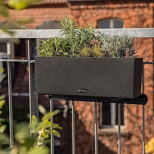 Lechuza BALCONERA Stone 50 Self Watering Planter in Graphite Black, W/D/H: 50 x 19 x 19 cm – 3