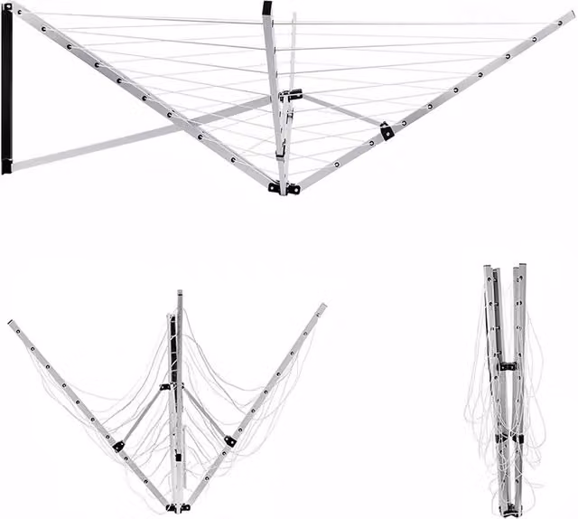 NESTLUNE Silver Aluminium Rotary Airer with 5 Arms and 26m Drying Capacity and Ground Spike, W: 100 cm, D: 80 cm